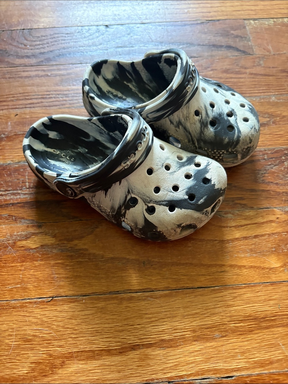 CROCS Kids Black and White Marble Clog